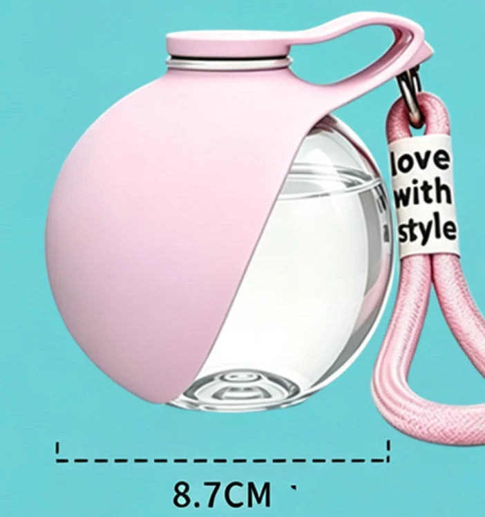 Dog Water Bottle with Removable Silicone Bowl,285Ml Stainless Steel Construction, Leak-Proof for Outdoor Activities like Walking